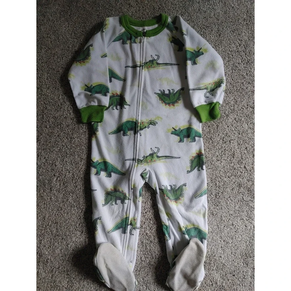 Carter's 2T Dinosaur Fleece Footed Baby Sleeper Pajamas One Piece Zipper